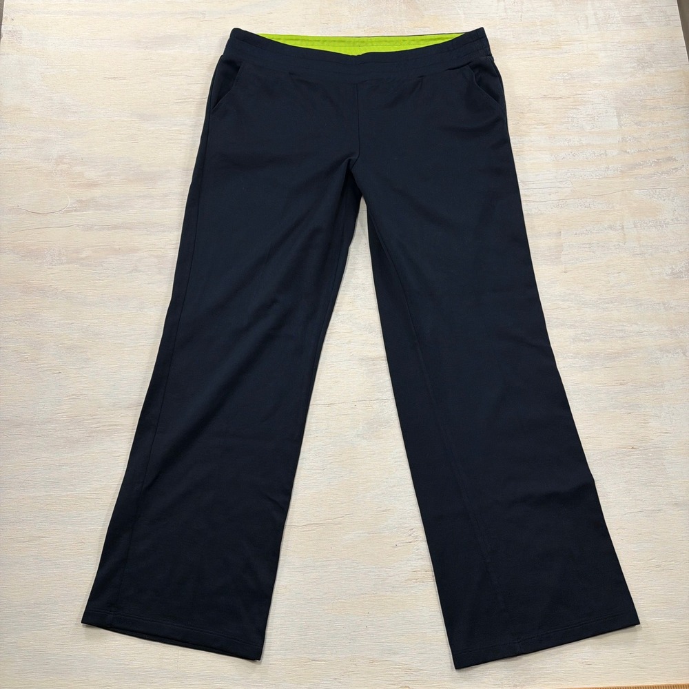 Lauren Ralph Lauren Active Pants Large Wide Leg Knit Pockets Navy Blue Women